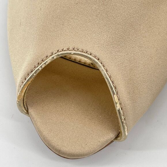 Fioni Champagne Gold Lady Luck Dressy Evening Peep Toe Bow Heels Size 9 - Picture 4 of 16